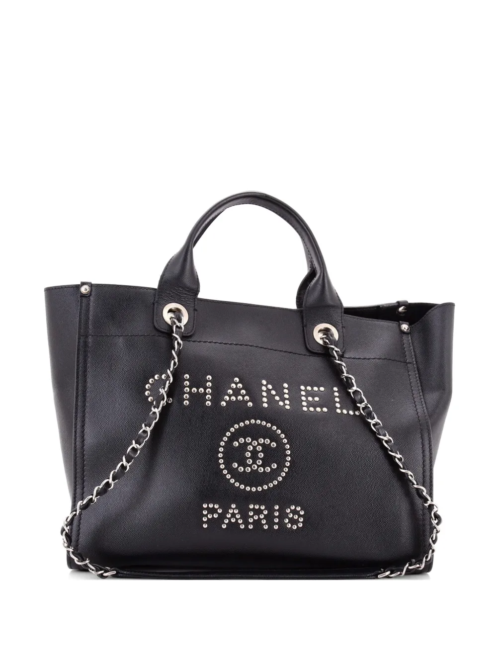 CHANEL Pre-Owned Deauville Studded Caviar Small tote bag - Schwarz