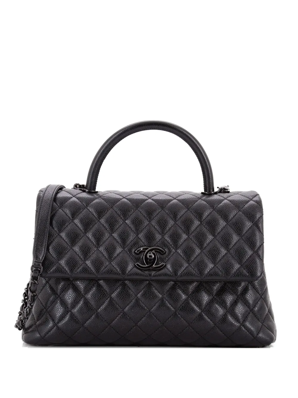 CHANEL Pre-Owned So Black Coco Top Handle Bag Quilted Caviar Medium satchel - Nero
