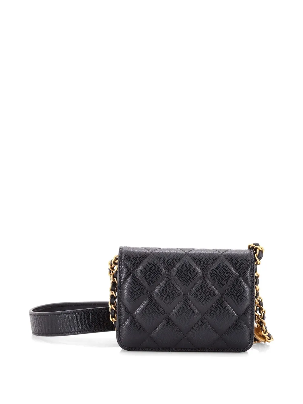  Chanel Pre-owned Sac à Bandoulière En Cuir Caviar Matélassé Brillant à Bride En Chaîne Twist Your Buttons Flap Coin Purse - Noir 