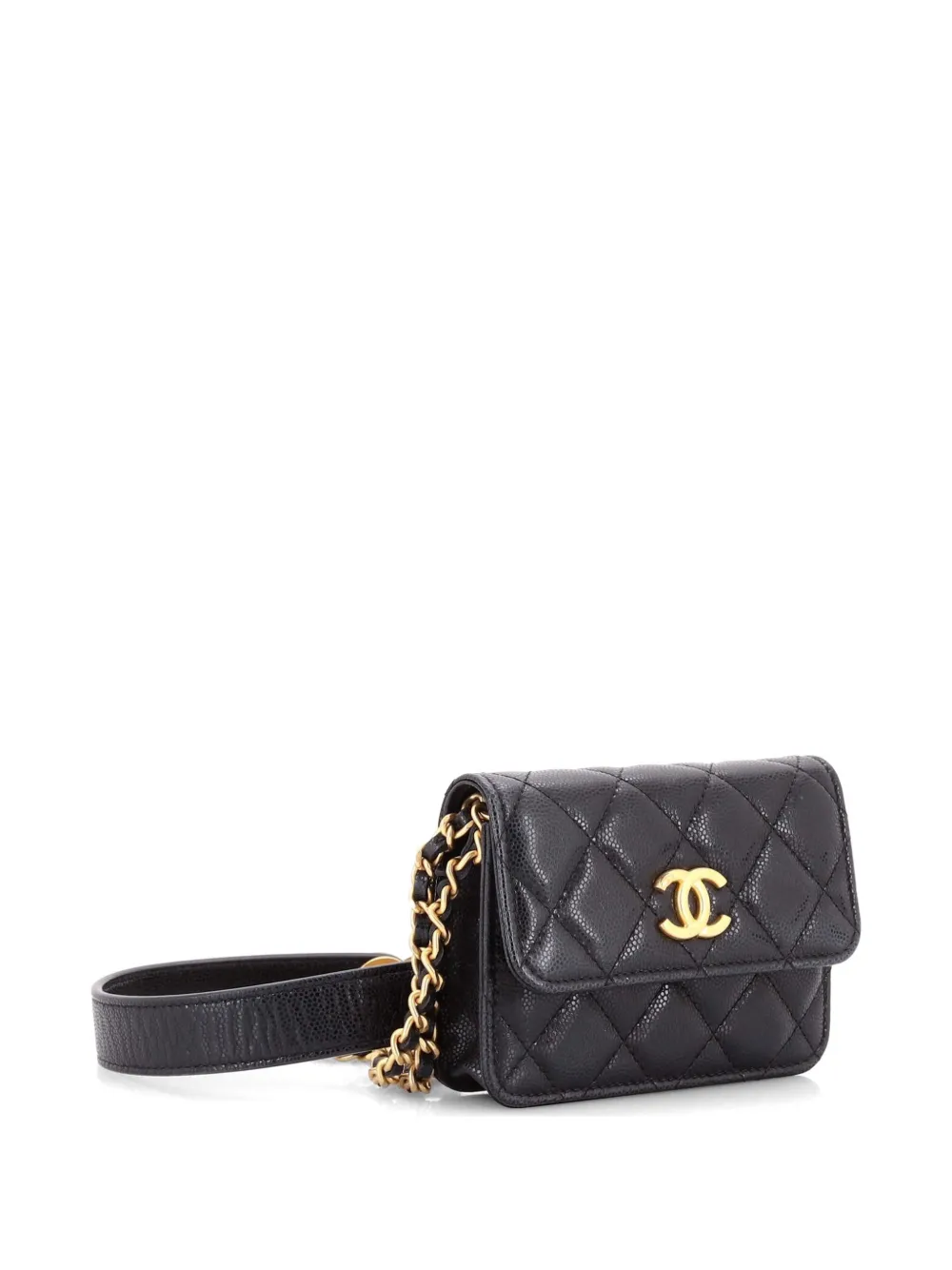  Chanel Pre-owned Sac à Bandoulière En Cuir Caviar Matélassé Brillant à Bride En Chaîne Twist Your Buttons Flap Coin Purse - Noir 