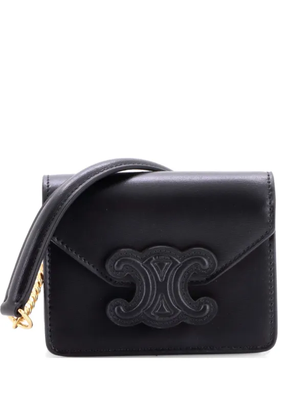 Celine Pre-Owned Card Holder On Chain Leather Crossbody Bag