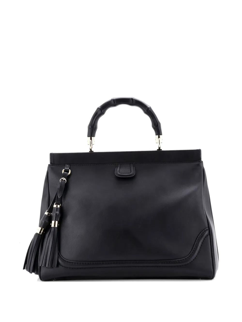 Gucci Pre-Owned Bold Bamboo Top Handle Bag Leather satchel - Nero