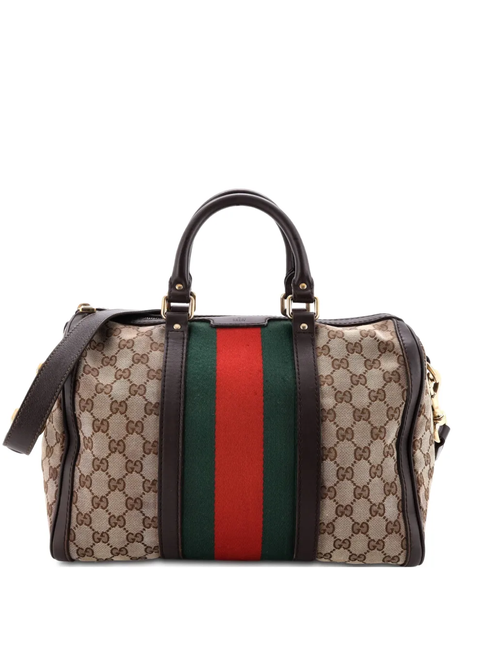 Gucci Pre-Owned Vintage Web Boston Bag GG Canvas Medium satchel - Marrone