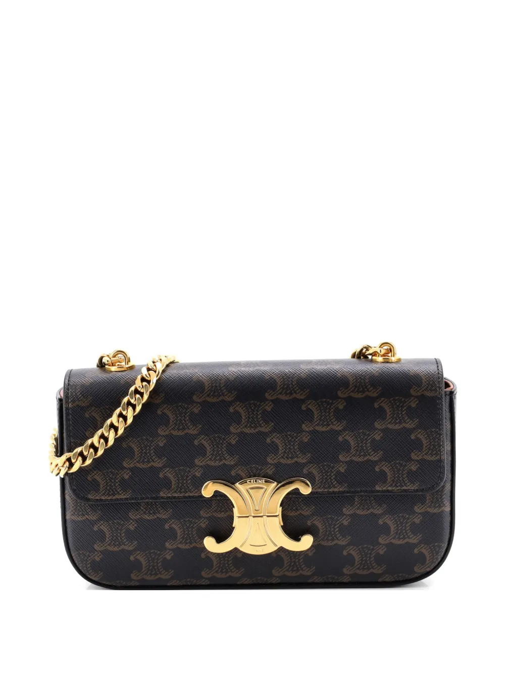 Celine Pre-Owned Triomphe Chain Triomphe Coated Canvas Small shoulder bag - Braun