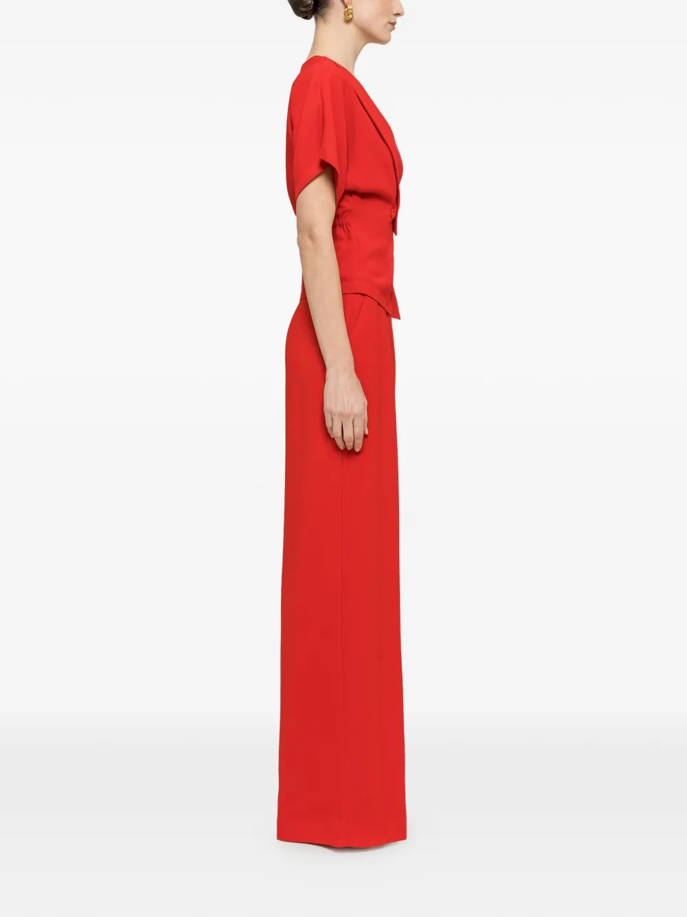  Nissa V-neck Buttoned Top - Red 