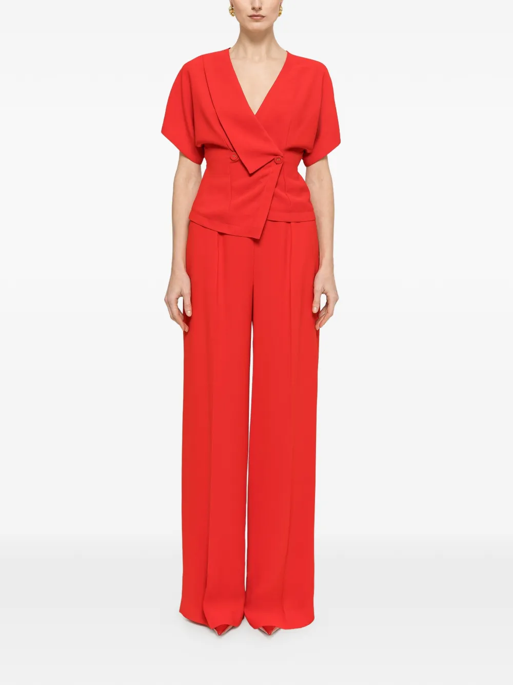  Nissa V-neck Buttoned Top - Red 