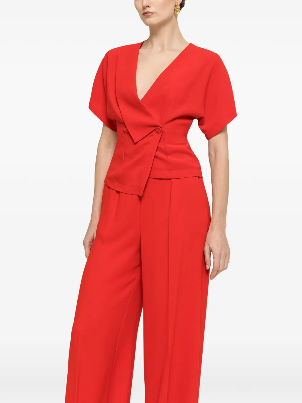 NISSA V-neck buttoned top - Rosso