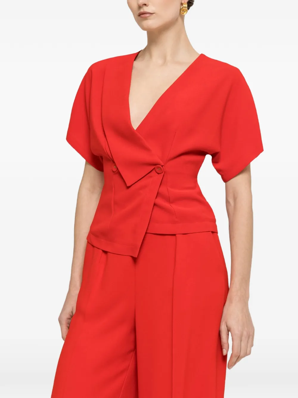 NISSA V-neck buttoned top - Rosso
