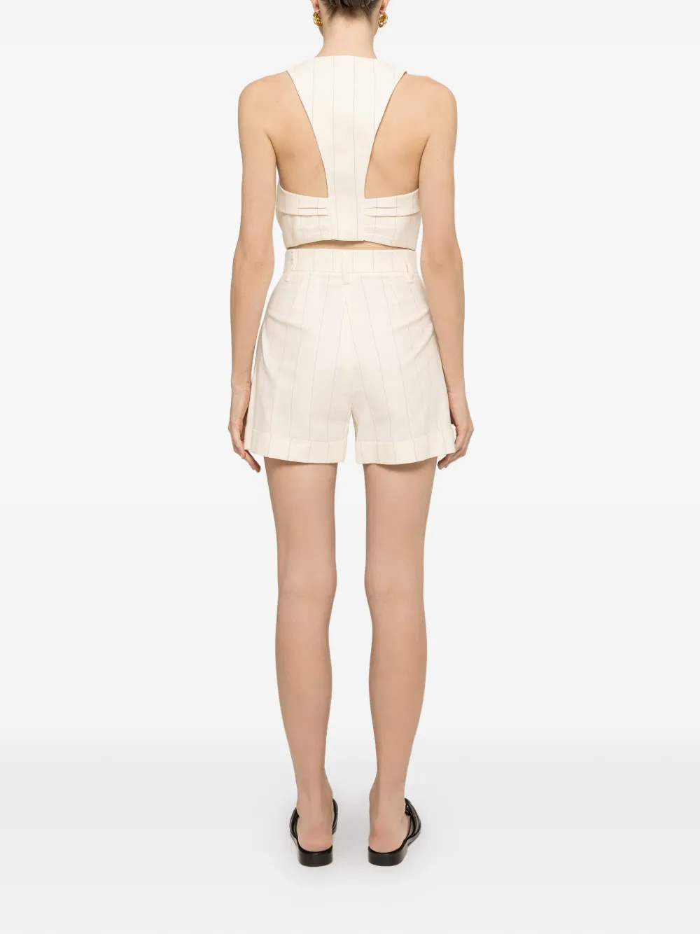 NISSA Gestreepte shorts Beige