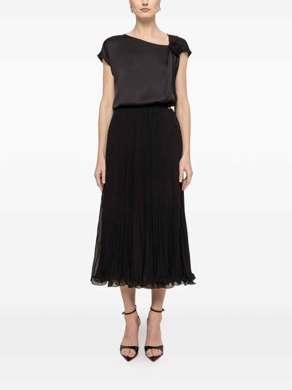 NISSA pleated midi skirt - Nero