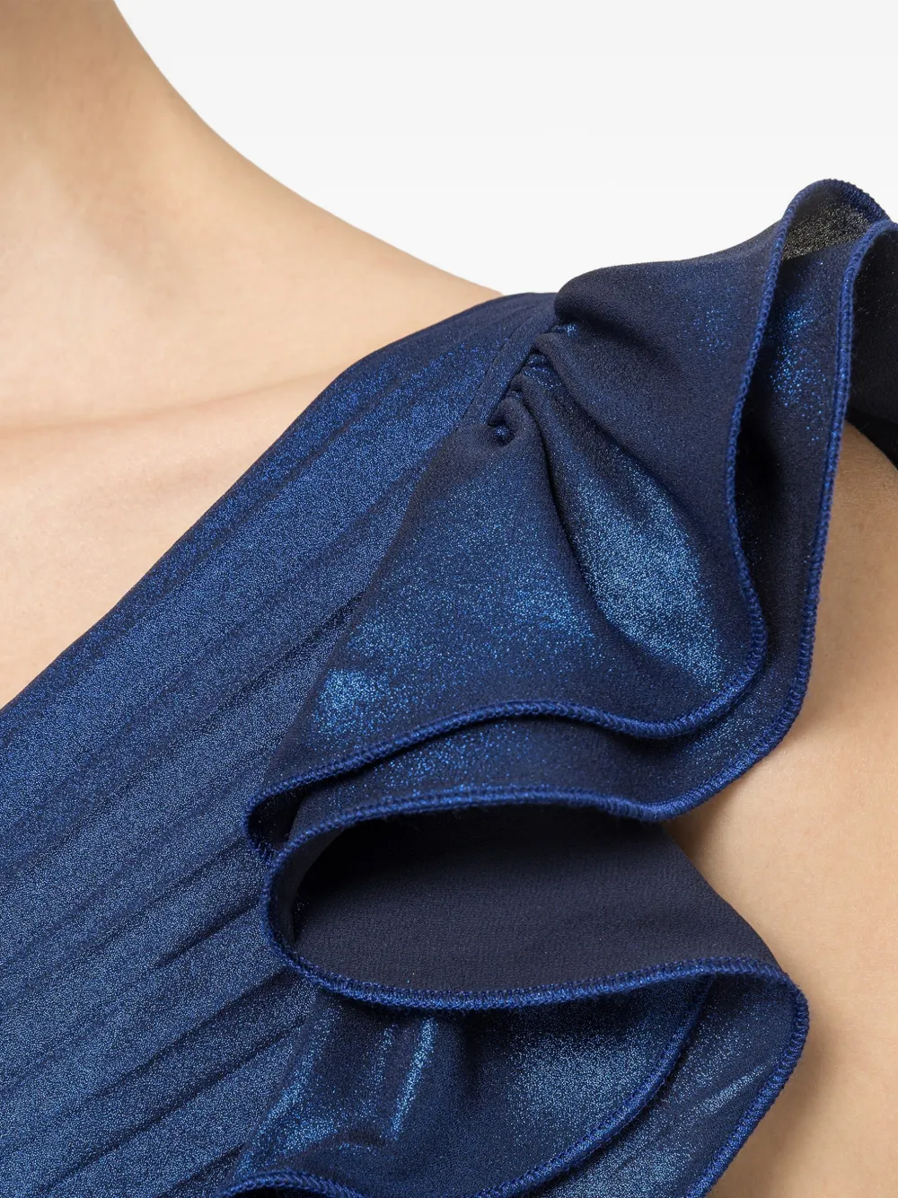 NISSA Geplooide midi-jurk met ruches Blauw