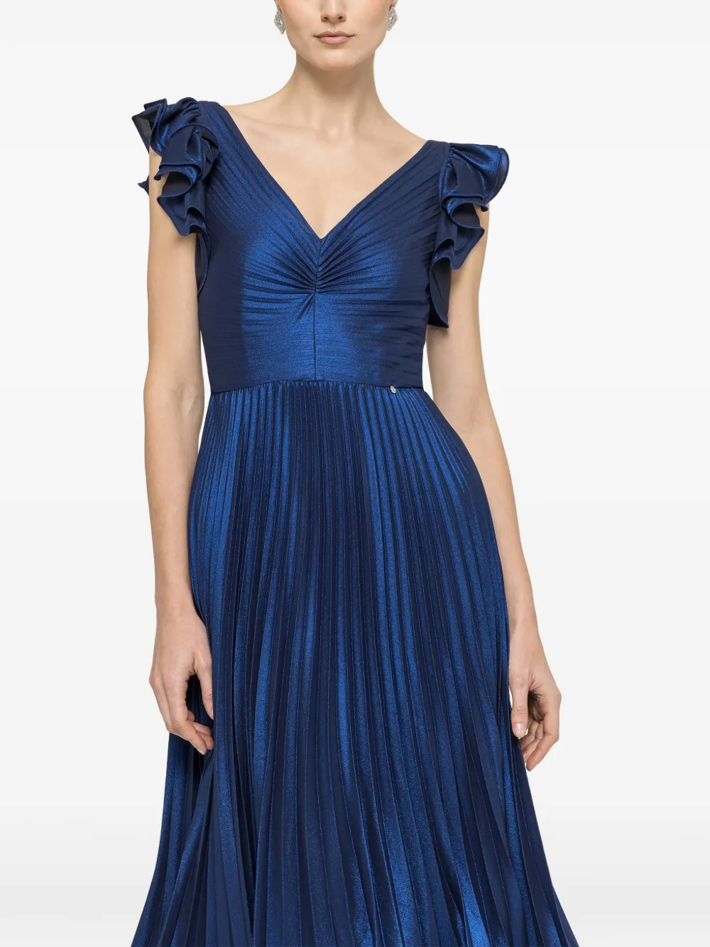 NISSA ruffled pleated midi dress - Blue