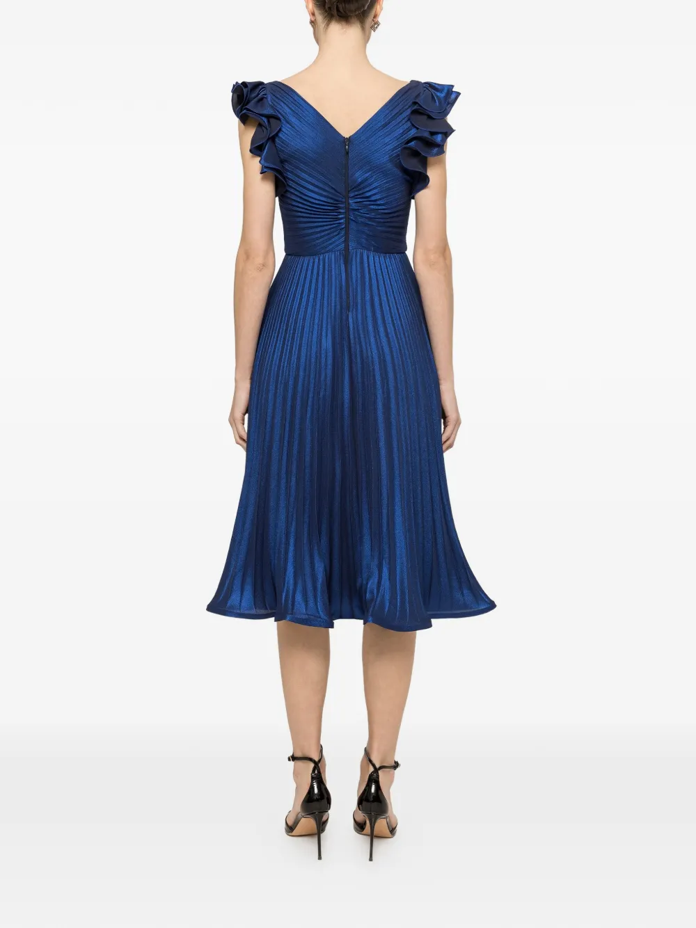 NISSA Geplooide midi-jurk met ruches Blauw