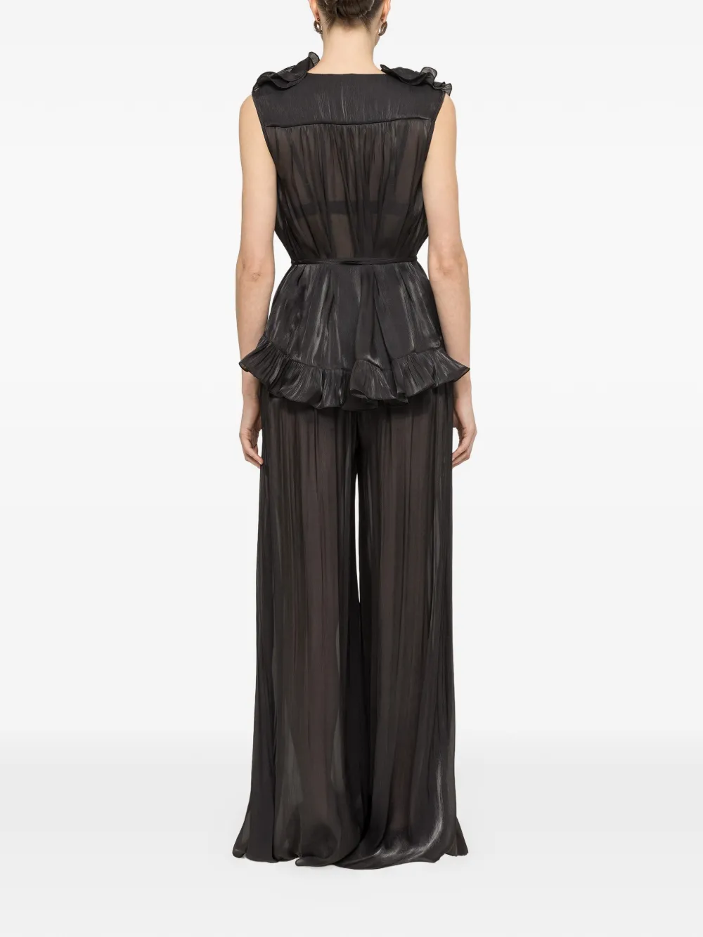  Nissa Ruffled Chiffon Top - Black 