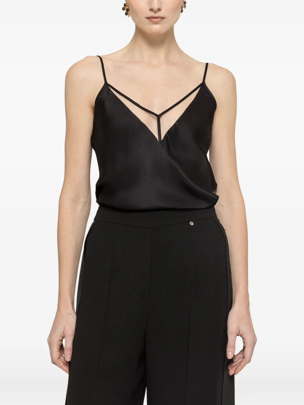 tulle-insert viscose top - Image 1