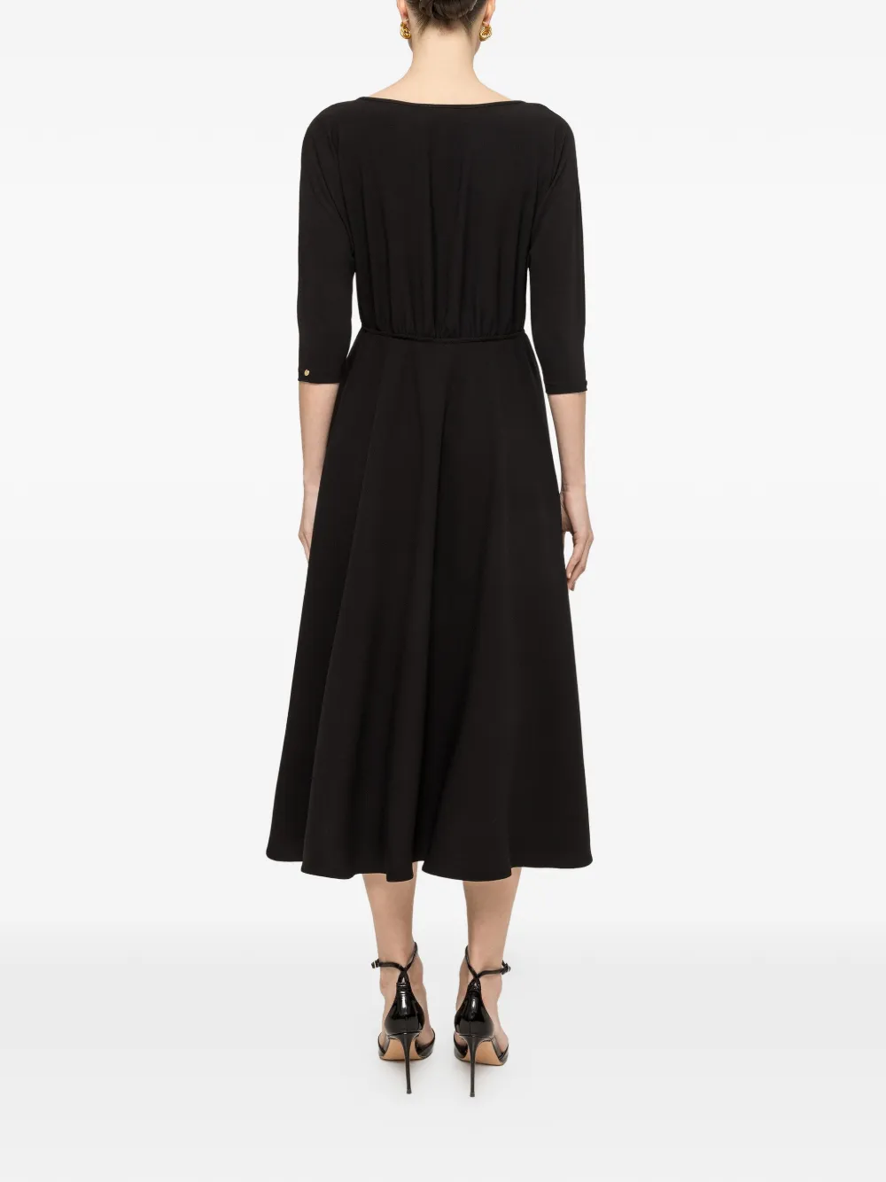 NISSA Crêpe midi-jurk met parel-detail Zwart