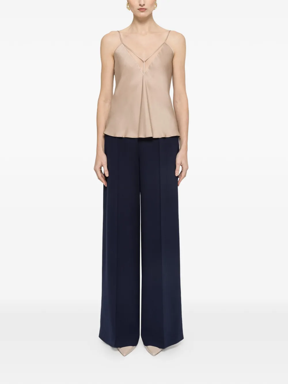 NISSA Top met tulen vlakken Beige