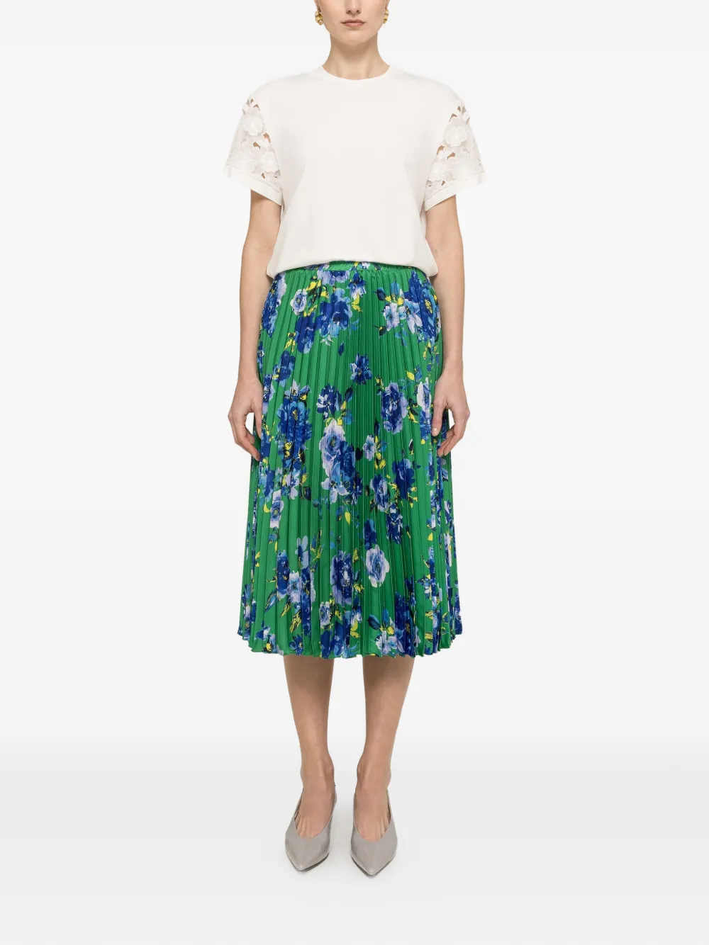 NISSA printed pleated midi skirt - Verde