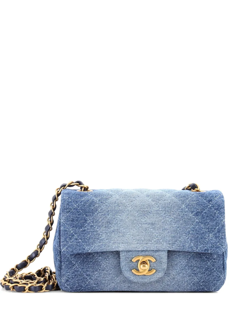 CHANEL Pre-Owned Classic Single Flap Bag Quilted Ombre Denim Mini crossbody bag - Blu