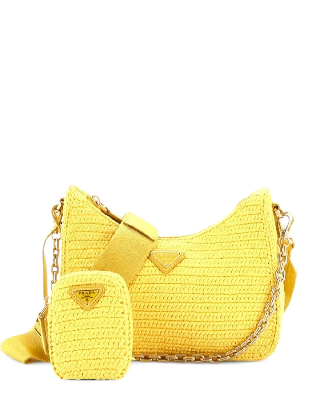 Prada Pre-Owned Re-Edition 2005 Shoulder Bag Raffia Small crossbody bag - Giallo