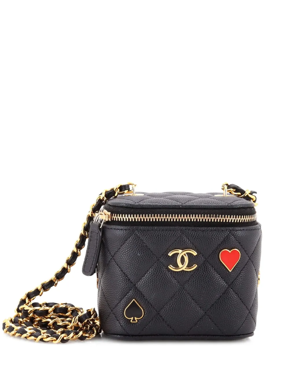 CHANEL Pre-Owned Coco Casino Vanity Case with Chain Quilted Caviar Mini crossbody bag - Nero