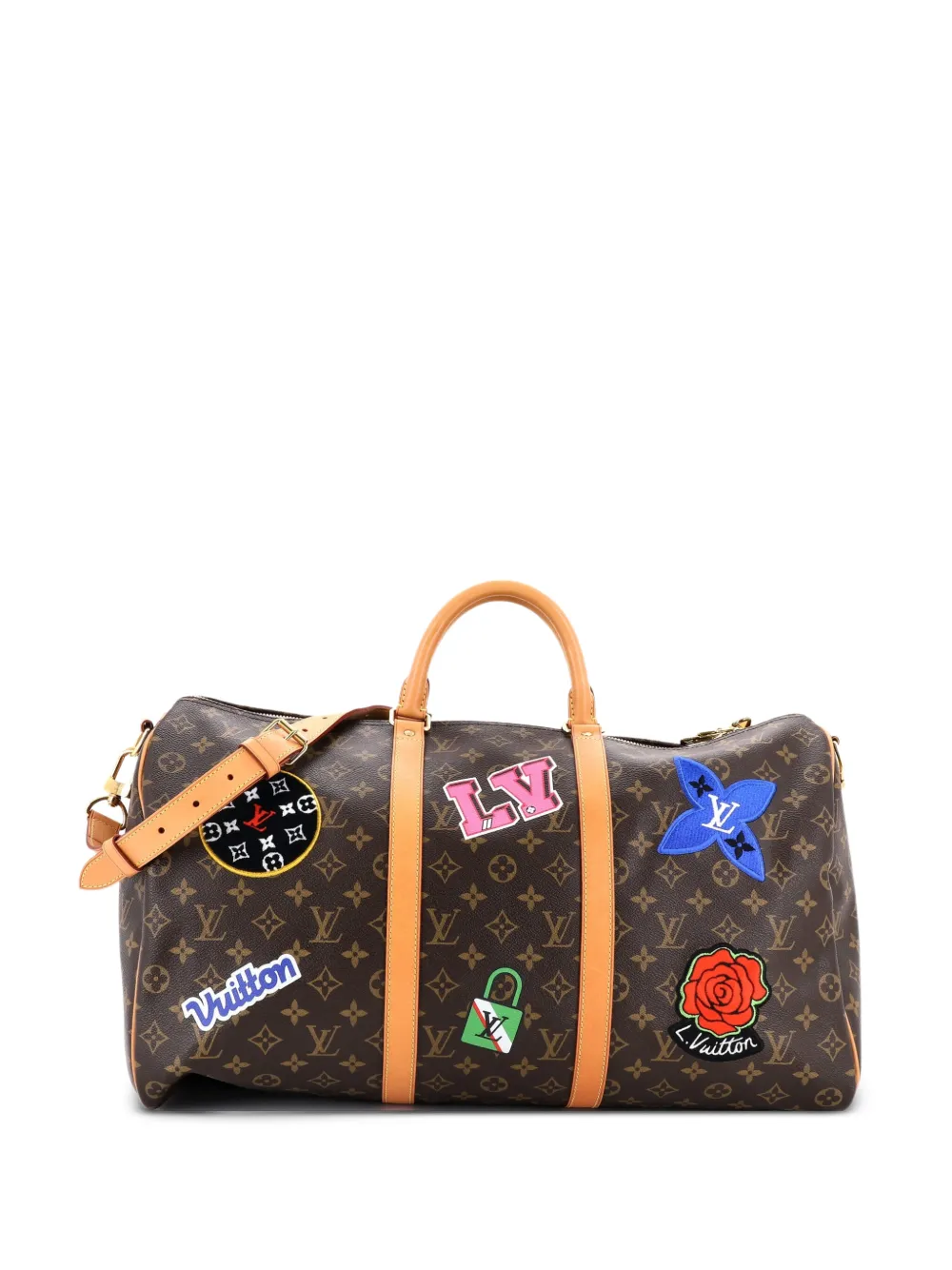 Louis Vuitton Pre-Owned Keepall Bandouliere Bag Limited Edition World Tour Monogram Canvas 50 travel bag - Multicolour