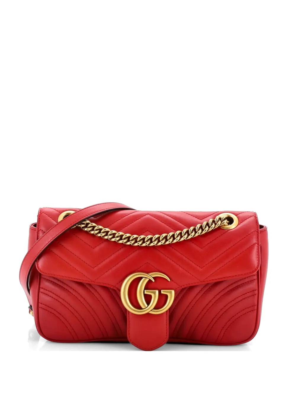Gucci Pre-Owned GG Marmont Flap Bag Matelasse Leather Small crossbody bag - Rosso