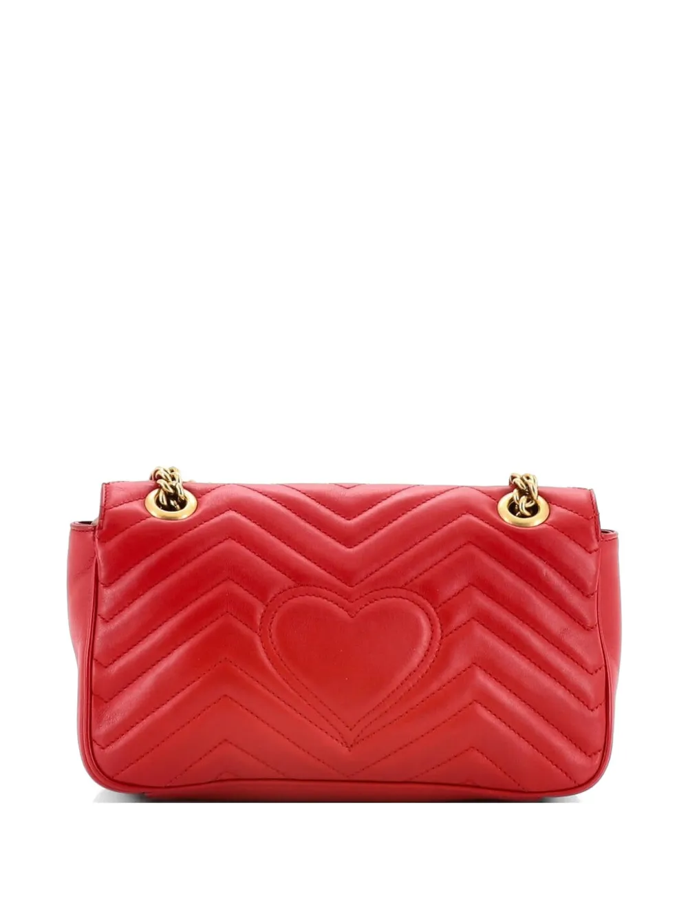  Gucci Pre-owned Gg Marmont Flap Bag Matelasse Leather Small Crossbody Bag - Red 