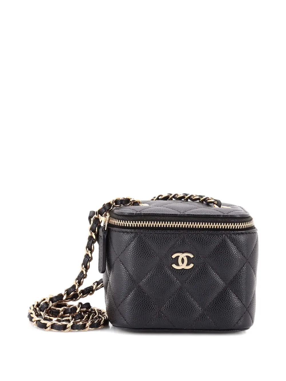 CHANEL Pre-Owned Classic Vanity Case with Chain Quilted Caviar Mini pouch - Nero