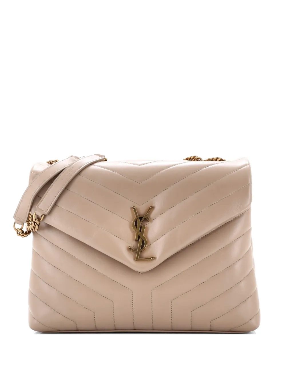 Saint Laurent Pre-Owned Loulou Matelasse Chevron Leather Medium shoulder bag - Toni neutri