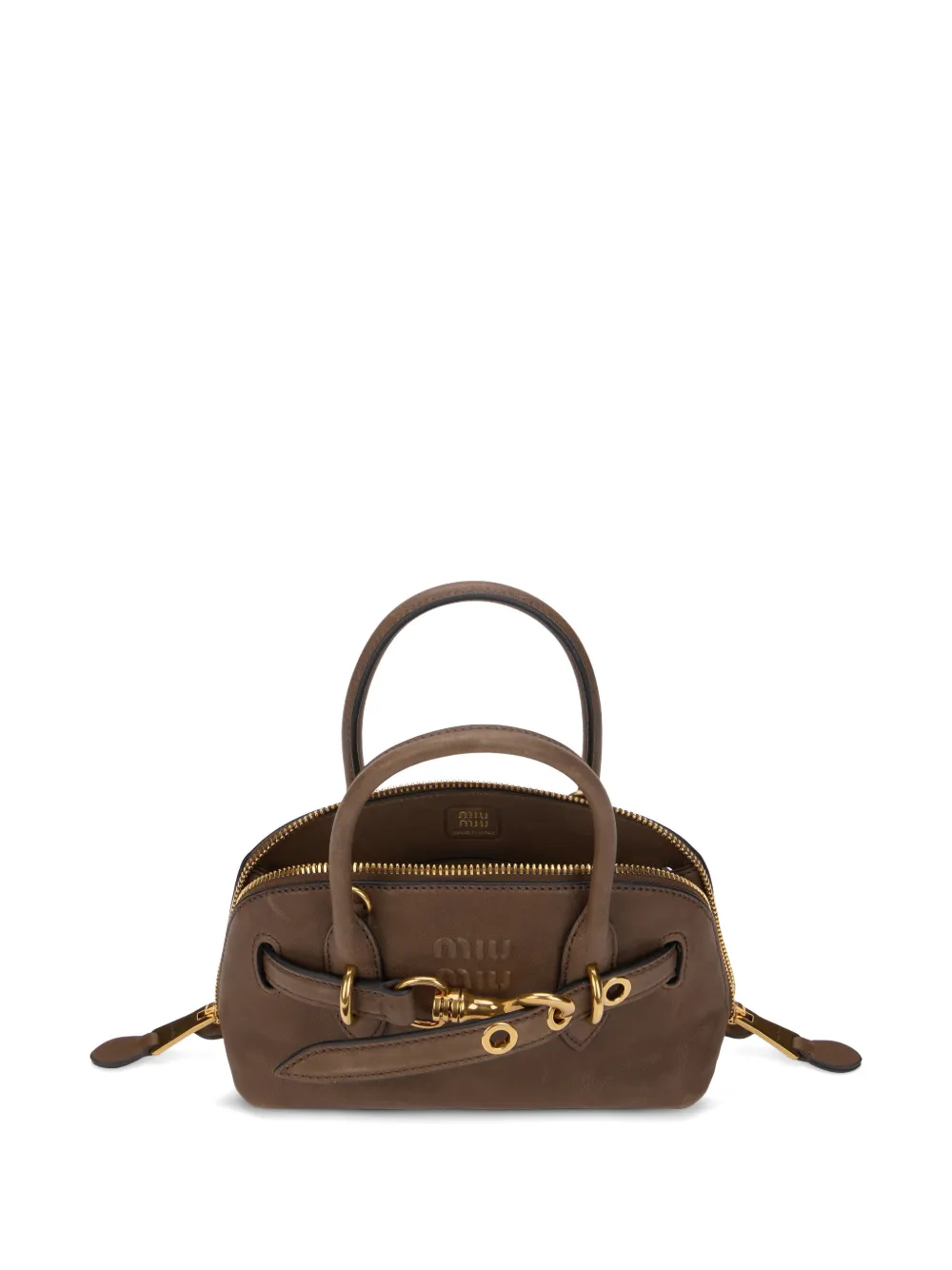 Miu Aventure shopper met ceintuur en logo-reliëf Bruin