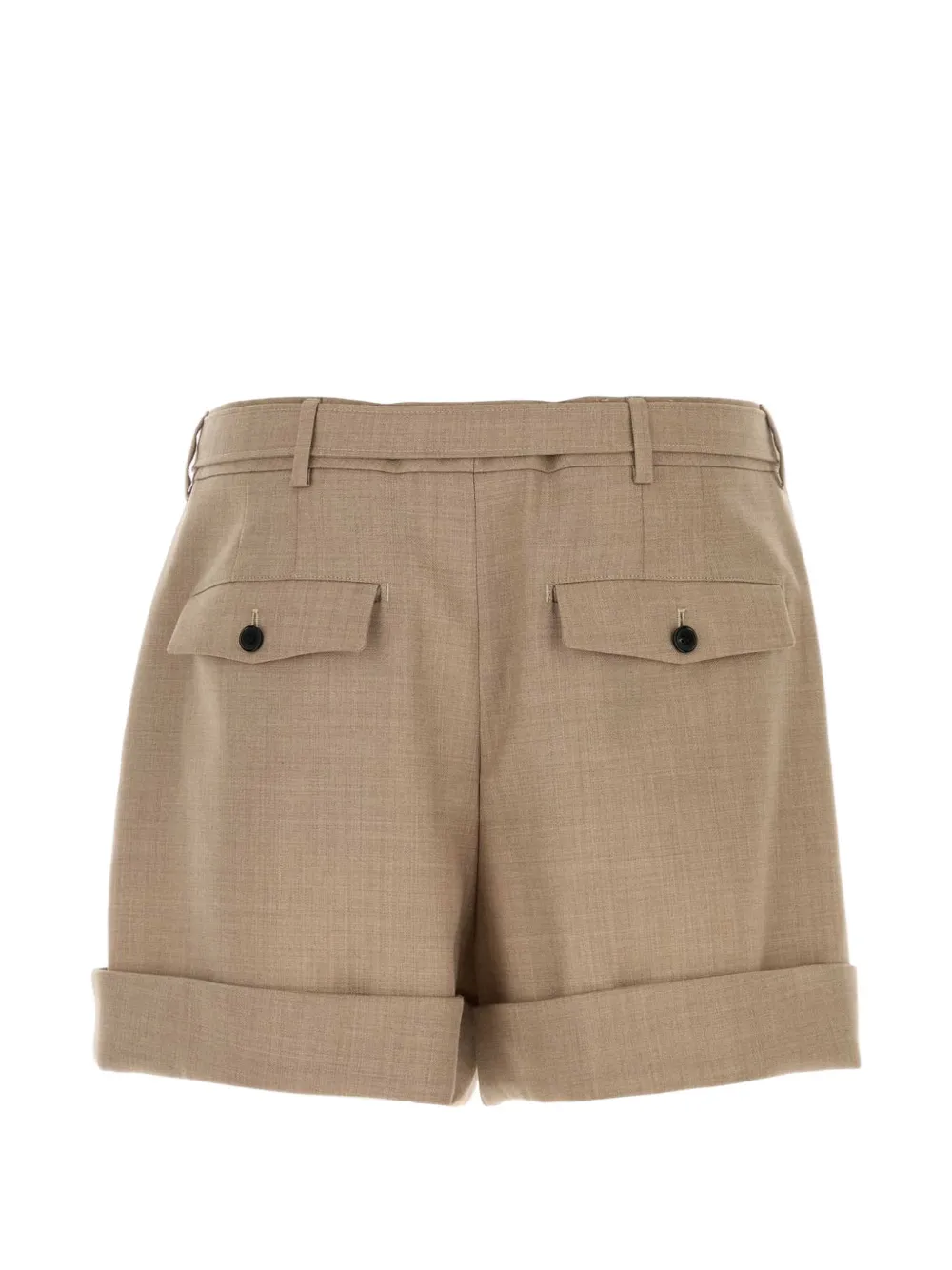 Saint Laurent Belted Wool Bermuda Shorts in Neutrals, view 2