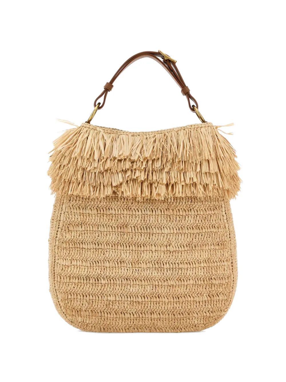 Saint Laurent Roady raffia fringed tote bag - Neutrals
