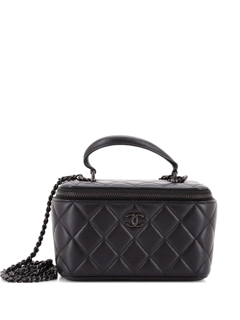 CHANEL Pre-Owned Classic Top Handle Vanity Case with Chain Quilted Lambskin Small crossbody bag - Nero
