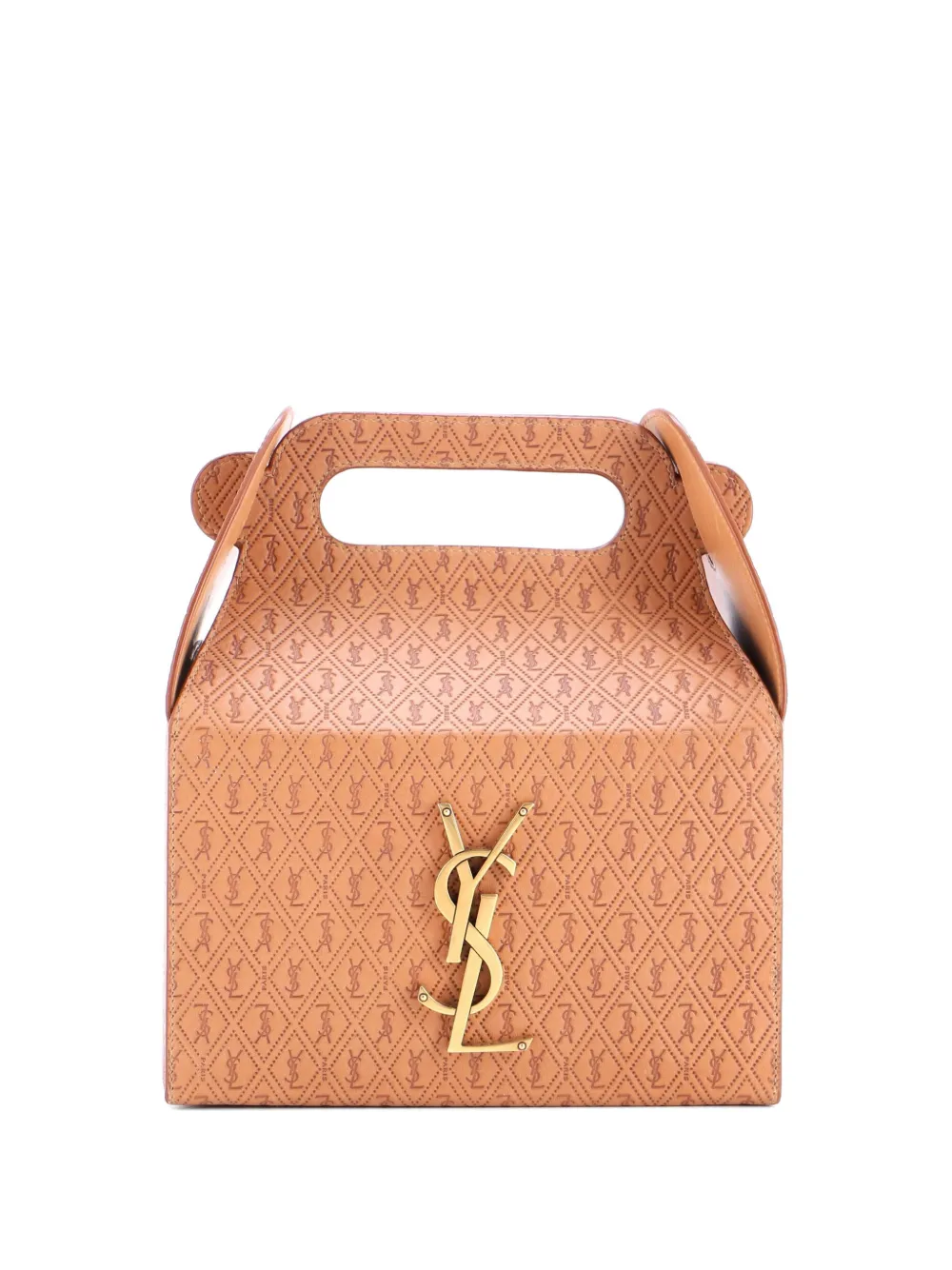 Saint Laurent Pre-Owned Take-Away Box Bag Monogram All Over Leather satchel - Marrone