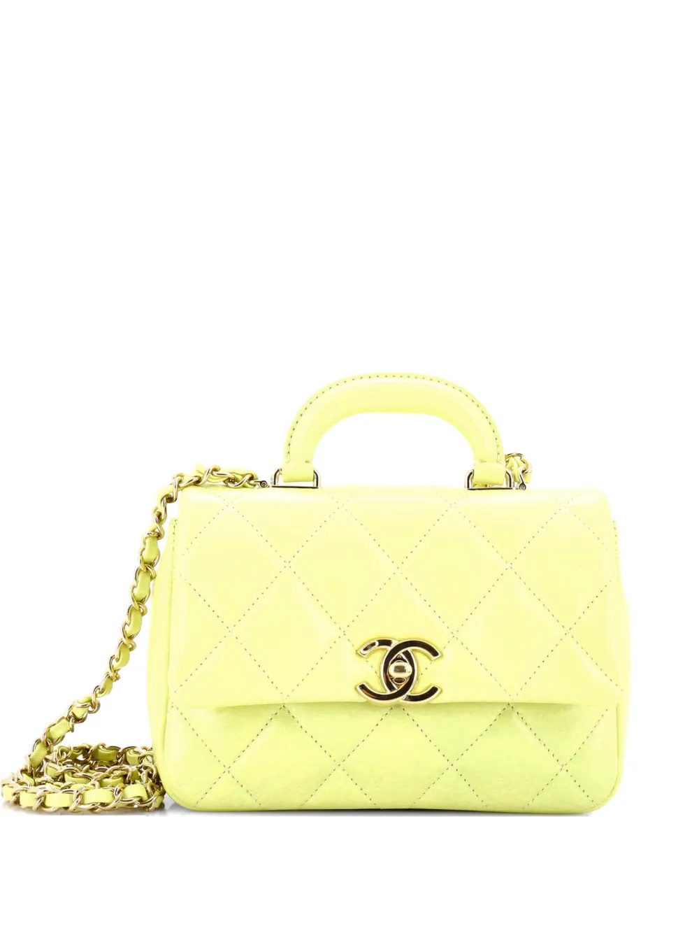 CHANEL Pre-Owned Coco Trip Flap Bag Quilted Shiny Lambskin Mini shoulder bag - Giallo