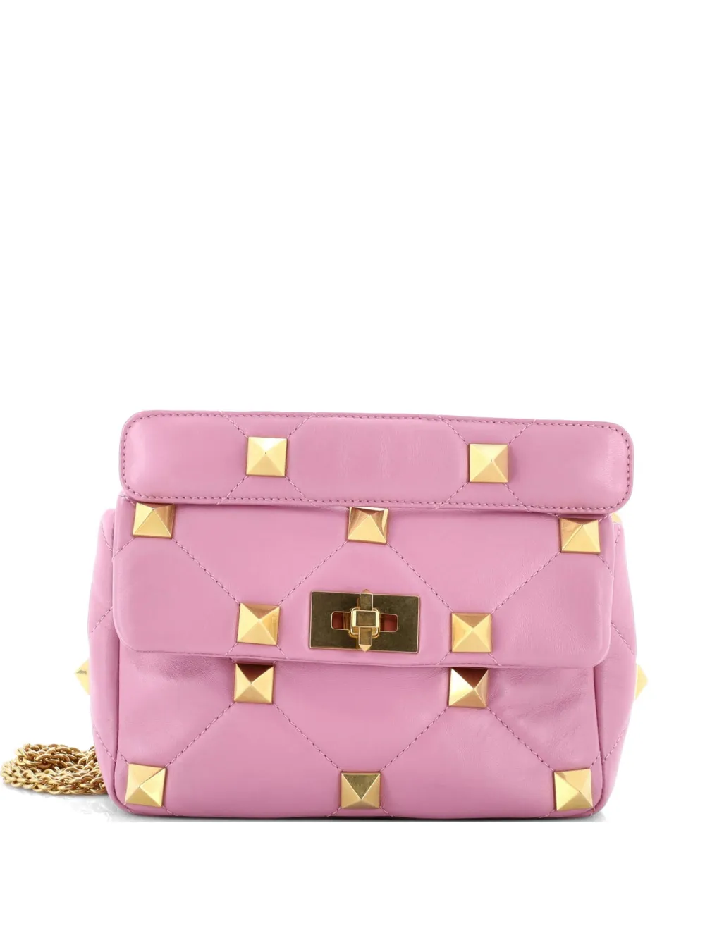 Valentino Garavani Pre-Owned Roman Stud Flap Bag Quilted Leather Medium crossbody bag - Rosa