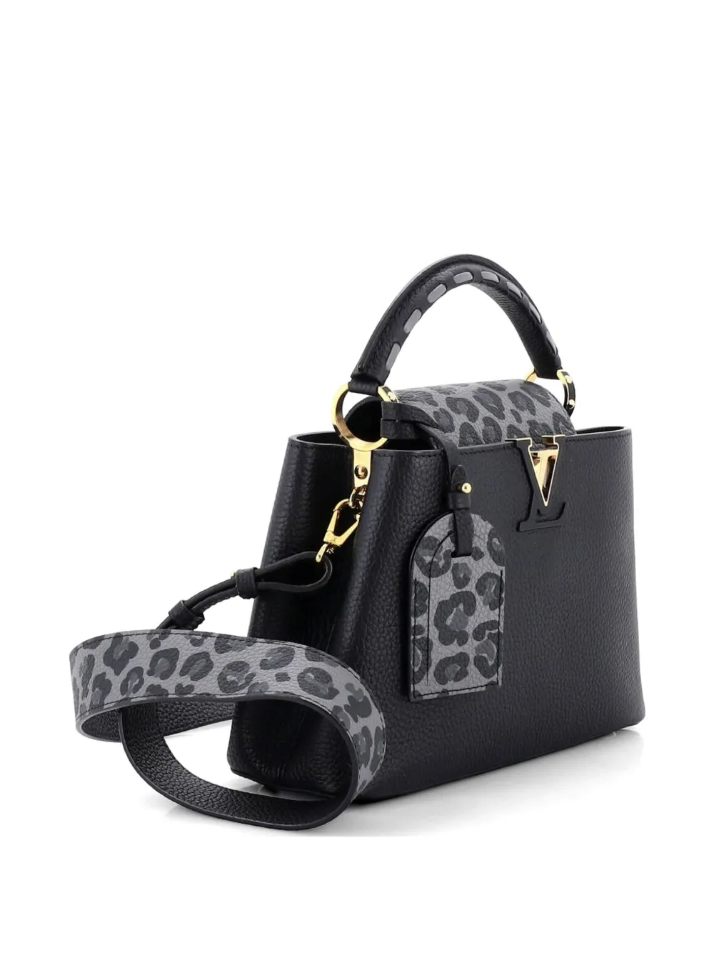  Louis Vuitton Pre-owned Capucines Bag Wild At Heart Leopard Print Taurillon Leather Bb Satchel - Black 