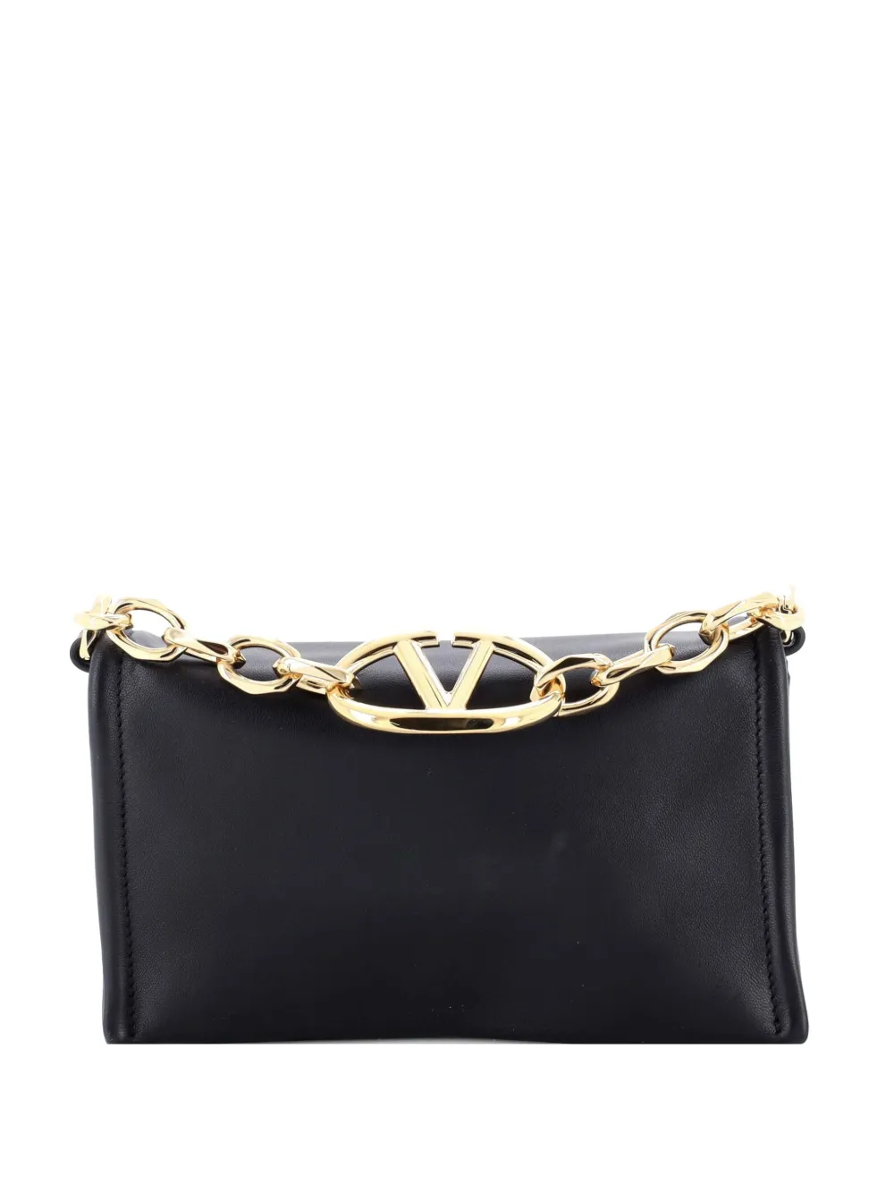 Valentino Garavani Pre-Owned VLogo Chain Leather Mini clutch bag - Nero