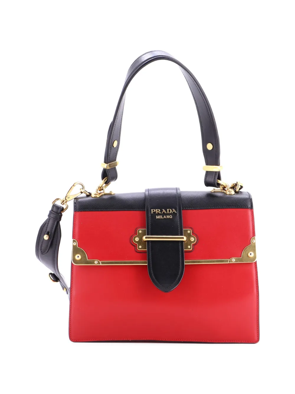 Prada Pre-Owned Cahier Convertible City Calf and Saffiano Medium shoulder bag - Rosso