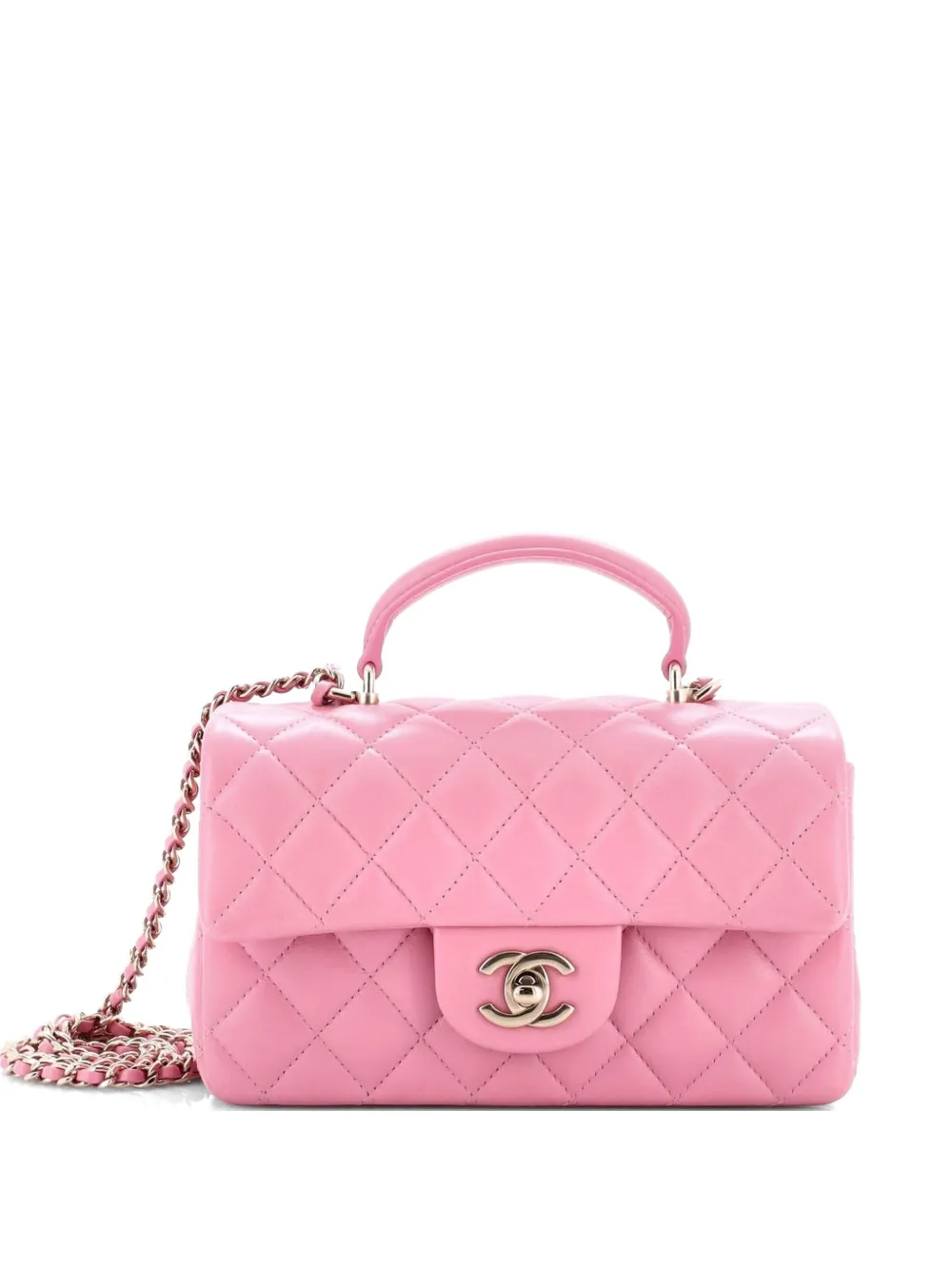 CHANEL Pre-Owned Classic Single Flap Top Handle Bag Quilted Lambskin Mini shoulder bag - Rosa