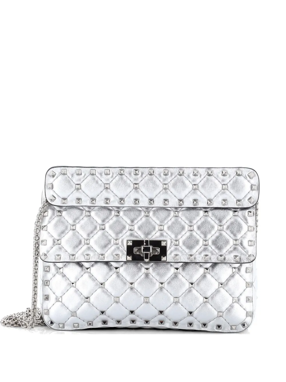 Valentino Garavani Pre-Owned Rockstud Spike Flap Bag Quilted Leather Medium crossbody bag - Effetto metallizzato