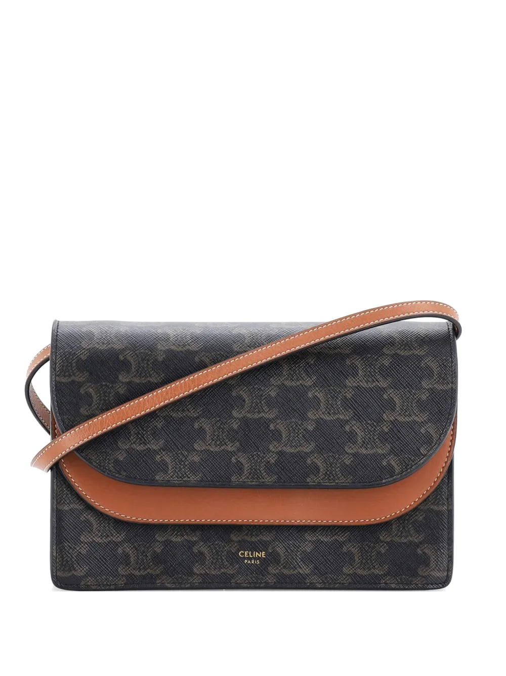 Celine Pre-Owned Wallet on Strap Triomphe Coated Canvas crossbody bag - Marrone