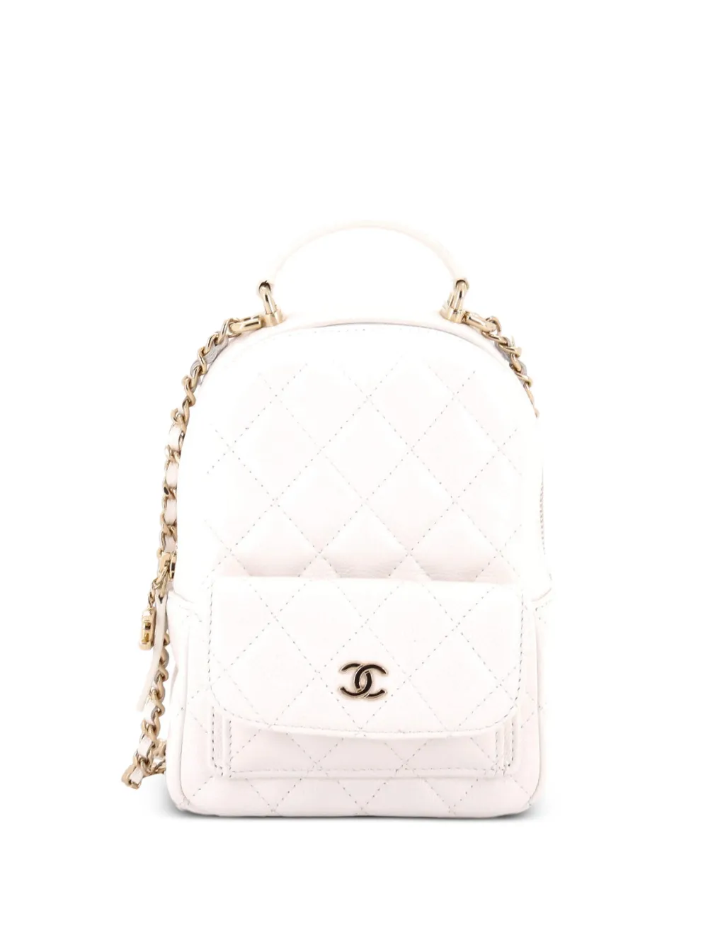 CHANEL Pre-Owned Classic CC Chain Pocket Quilted Caviar Mini backpack - Bianco