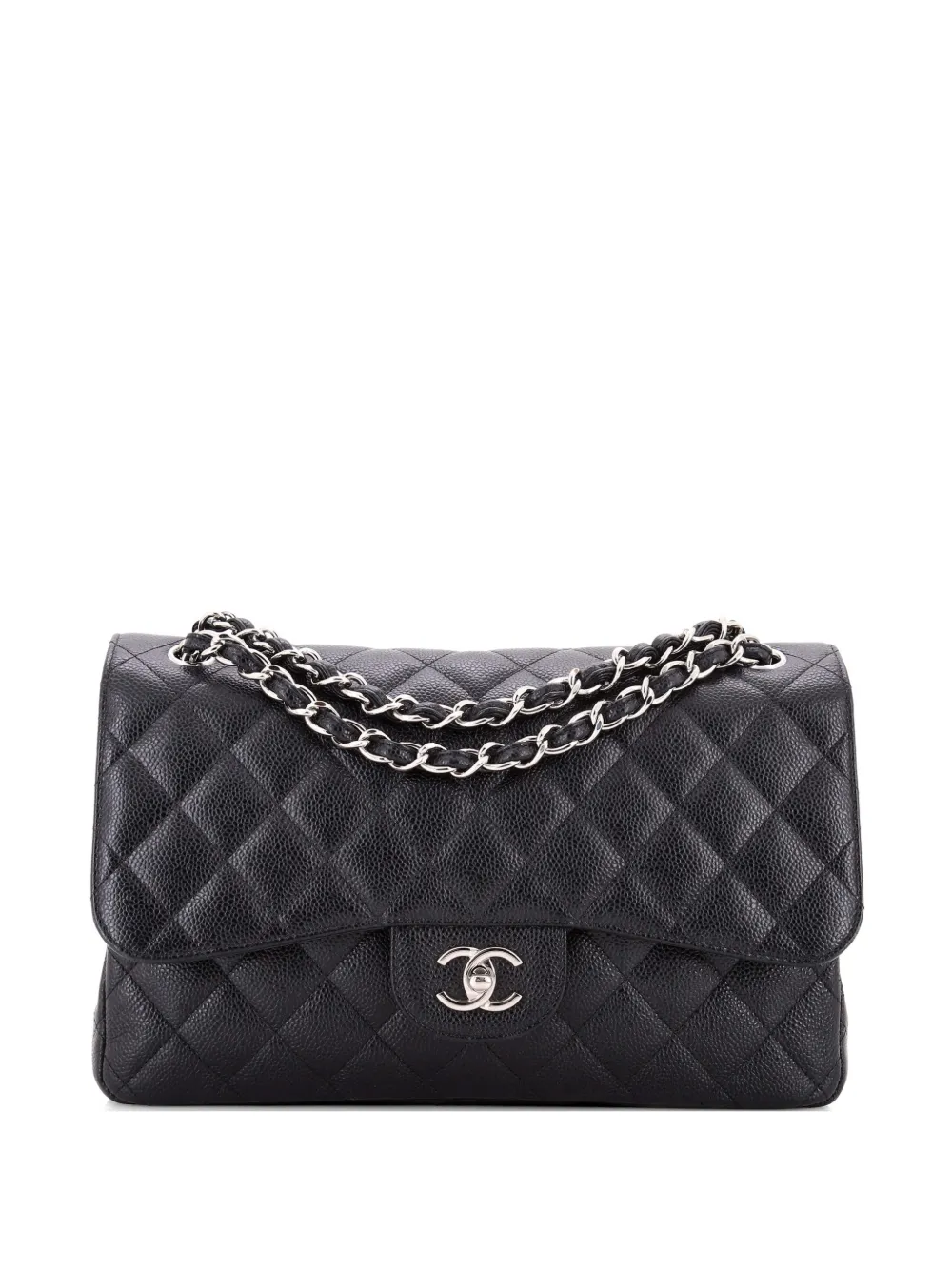 CHANEL Pre-Owned Classic Double Flap Bag Quilted Caviar Jumbo shoulder bag - Nero