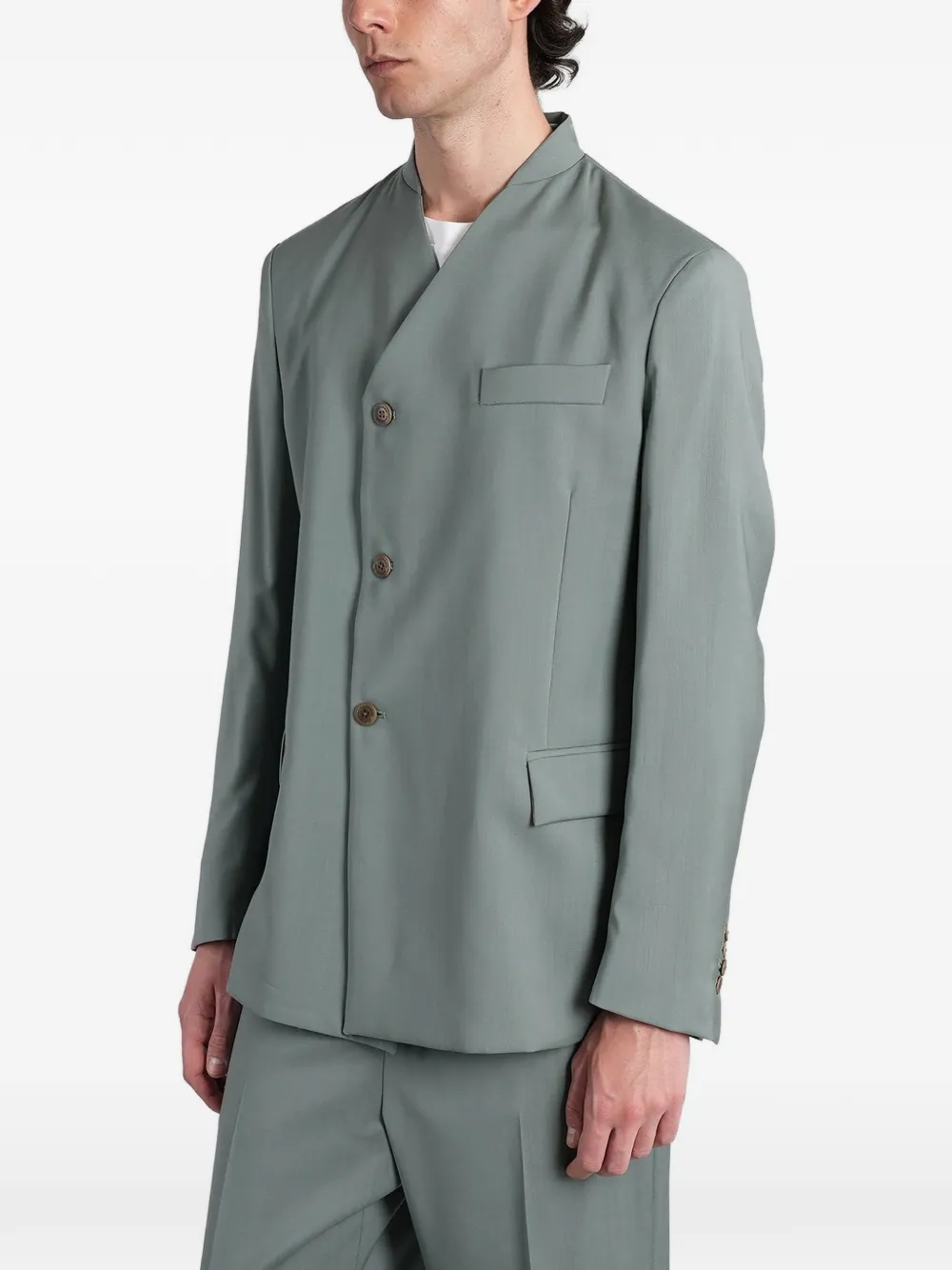 Costumein Arnaldo blazer met asymmetrische sluiting Groen