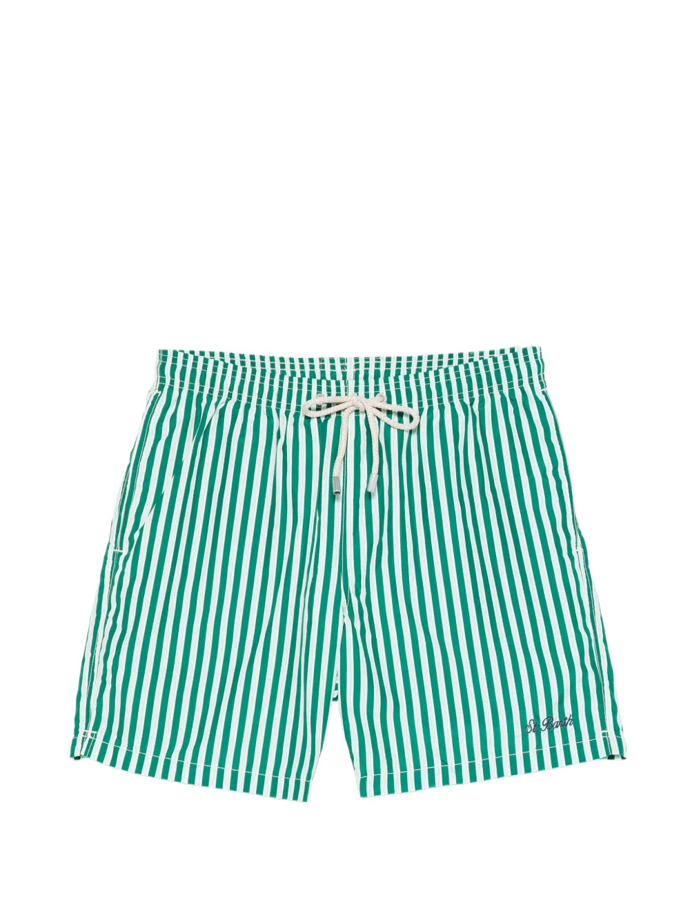 MC2 Saint Barth 라이트닝 스트라이프 드로스트링 스윔 쇼츠 | 그린 | Image 1