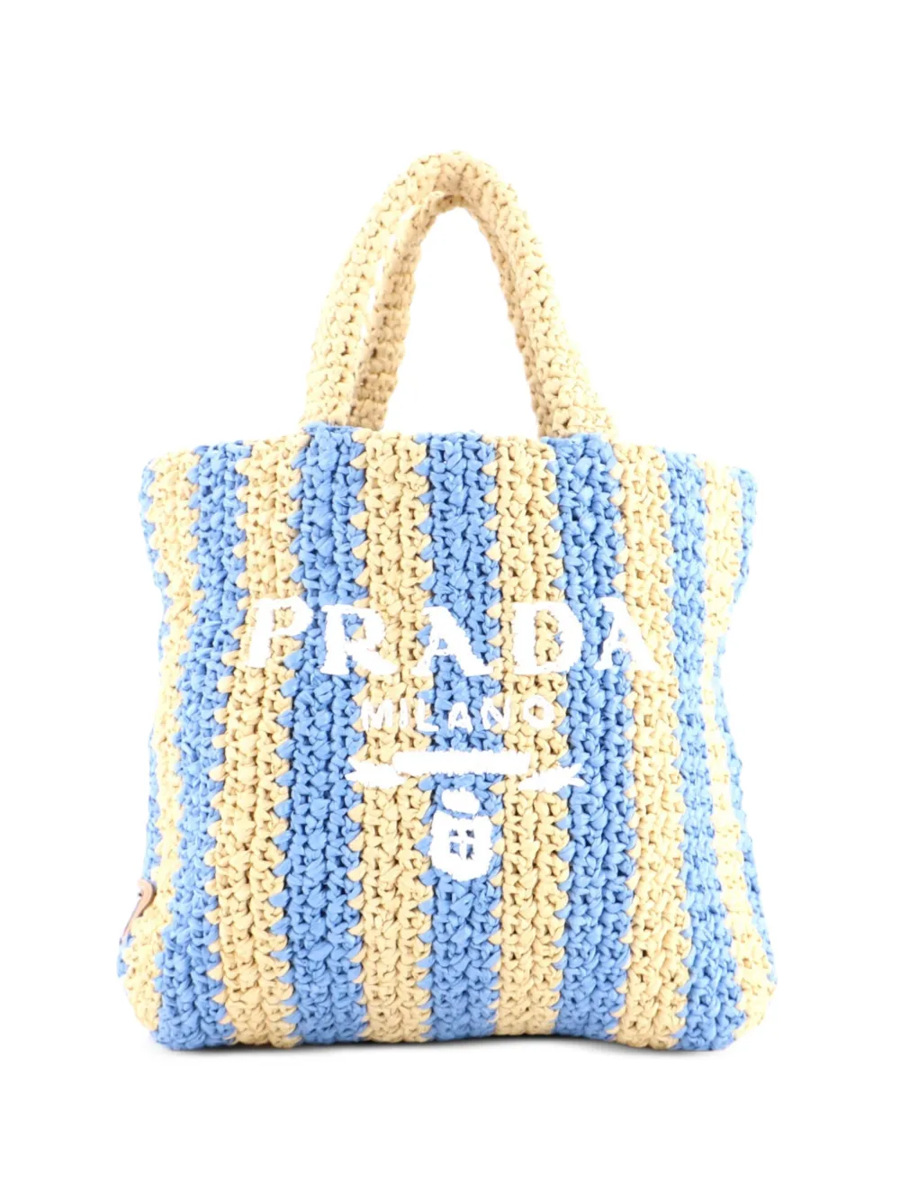 Prada Pre-Owned Logo Raffia Small tote bag - Blu