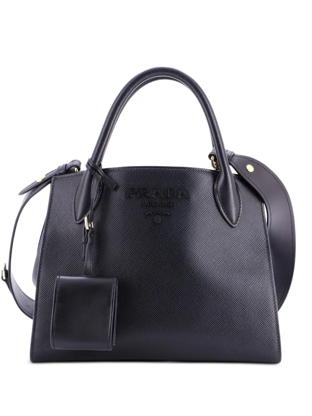 Prada Pre-Owned Monochrome Saffiano with City Calf Small tote bag - Nero
