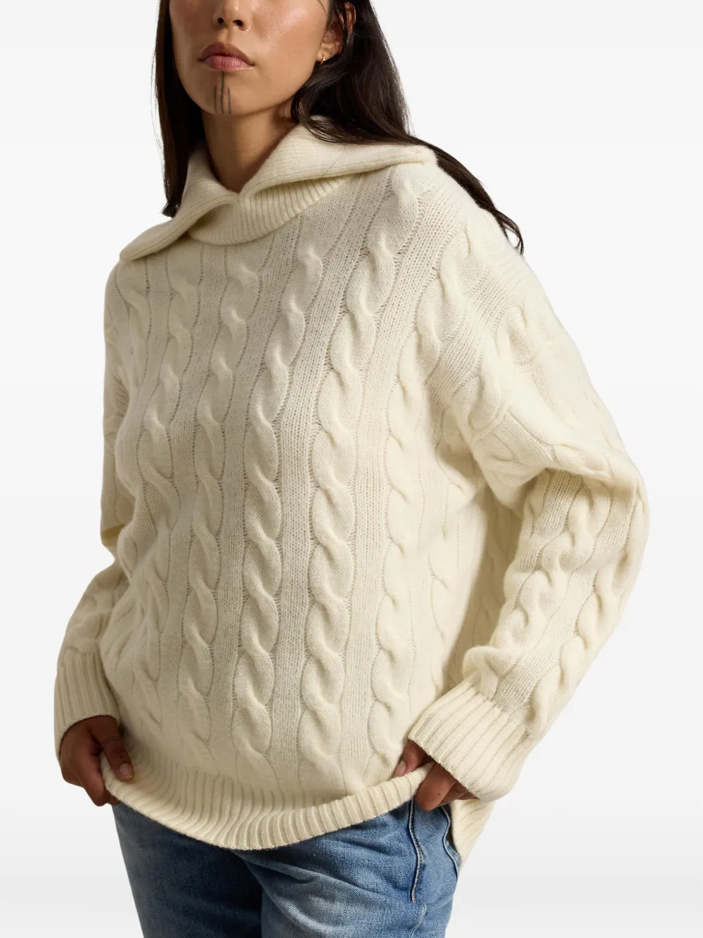 Polo Ralph Lauren Kabelgebreide trui met kraag Beige